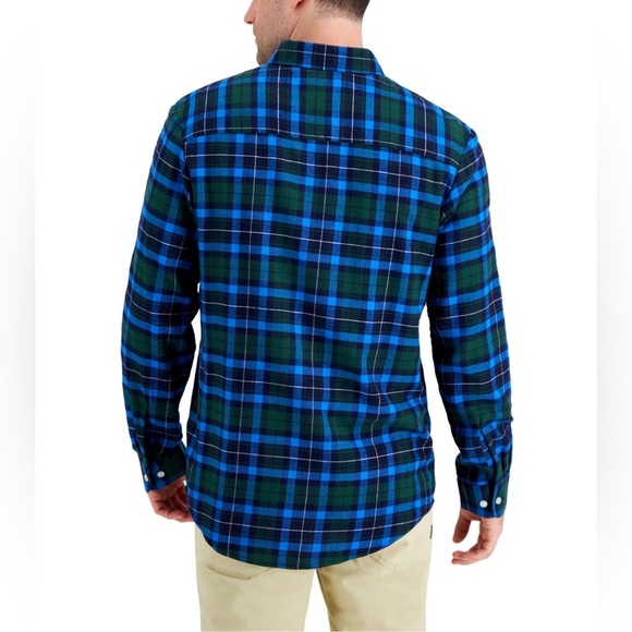 Club Room Men's Regular-Fit Plaid blue flannel shirt / size M - Picture 2 of 3